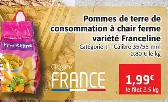 Pommes de terre de consommation à chair ferme variété franceline