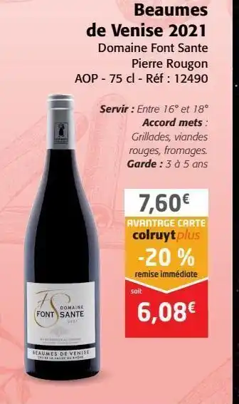 Colruyt Beaumes de venise 2021 offre