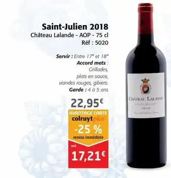 Colruyt Saint julien 2018 offre