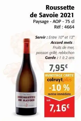 Colruyt Roussette de savoie 2021 offre