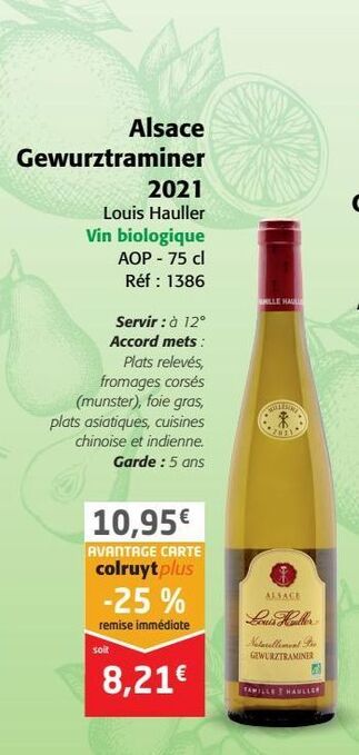 Colruyt Alsace gewurztraminer 2021 offre