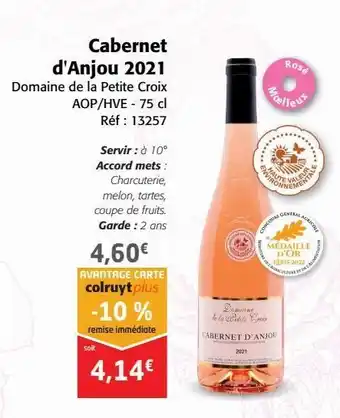 Colruyt Cabernet d'anjou 2021 offre