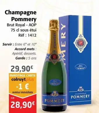 Colruyt Champagne pommery offre