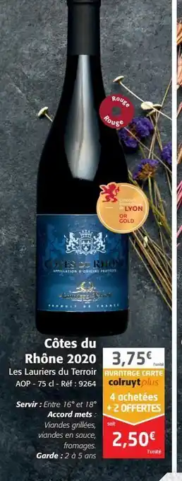 Colruyt Cotes du rhône 2020 offre