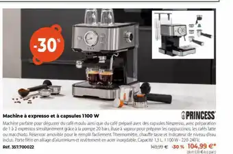Machine Ă expresso et Ă capsules 1100w princess