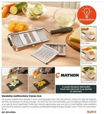 Mandoline multifonctions 3 lames inox mathon