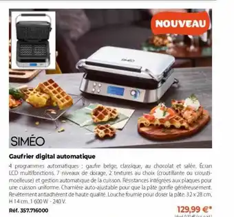 Toc Gaufrier digital automatique siméo offre