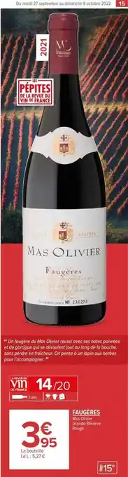 Mas olivier grande réserve rouge faugères