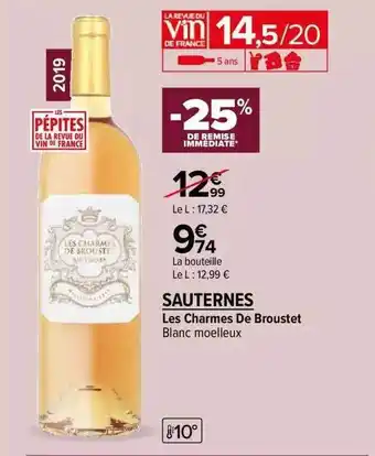 Carrefour Contact Les charmes de broustet blanc moelleux sauternes offre