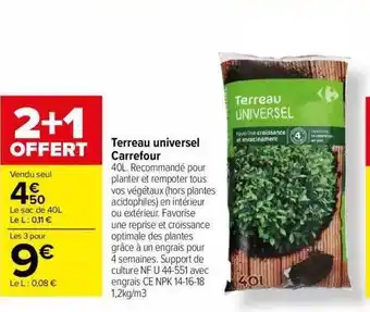 Carrefour Market Terreau universel carrefour offre