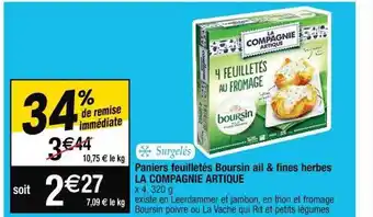 Paniers feuilletés boursin ail & fines herbes la compagnie artique