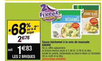 Cora x Carrefour Sauce béchamel à la noix de muscade knorr offre