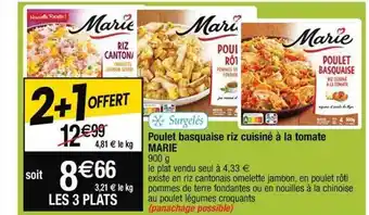 Cora x Carrefour Poulet basquaise riz cuisiné à la tomate marie offre