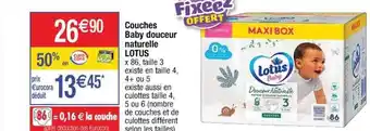 Cora x Carrefour Couches baby douceur naturelle lotus offre