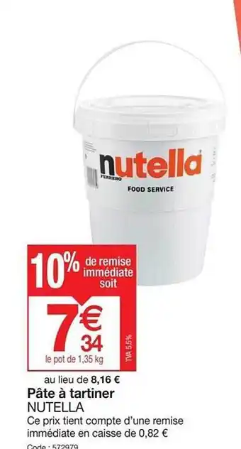 Promocash Pâte à tartiner nutella offre