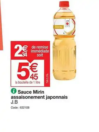 Promocash Sauce mirin assaisonement japonnais j.b offre