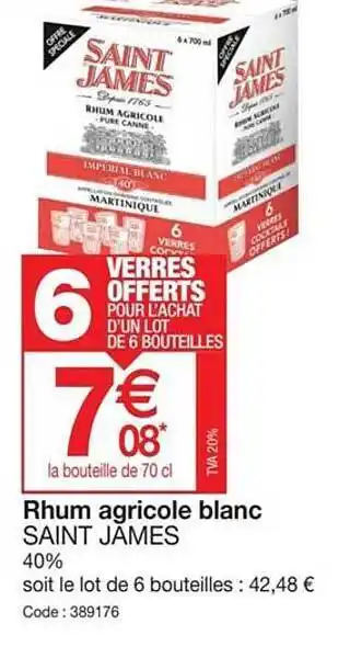 Promocash Rhum agricole blanc saint james offre