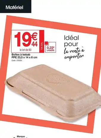 Promocash Boîtes à kebab ppe 23,5 x 14 x 6 cm offre