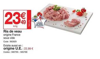 Promocash Ris de veau offre