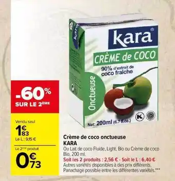 Carrefour Market Crème de coco onctueuse kara offre