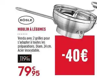 Culinarion Moulin à légumes rösle offre