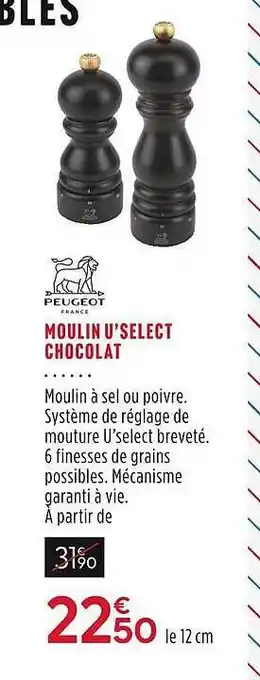 Culinarion Moulin u'select chocolat peugeot france offre