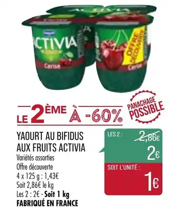 Match Yaourt Au Bifidus Aux Fruits Activia offre