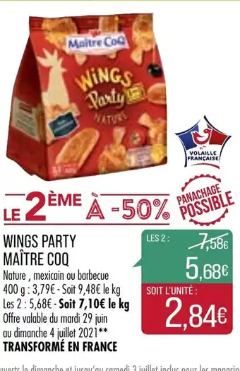 Match Wings Party offre