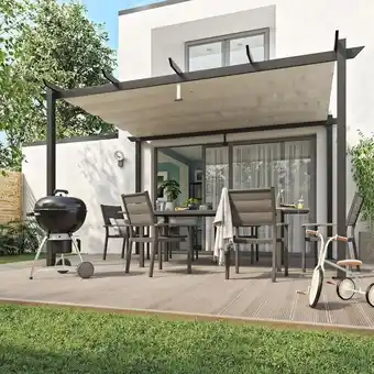 Pergola autoportante omega, aluminium gris anthracite 3x4 m