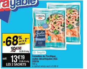 Cora x Carrefour Crevettes du pacifique cuites décortiquées asc costa offre