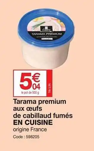 Promocash Tarama premium aux oeufs de cabillaud fumés en cuisine offre