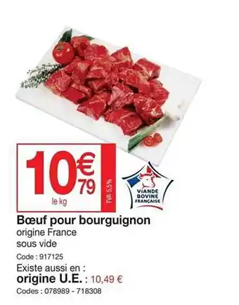 Promocash Boeuf pour bourguignon offre