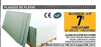 Brico Cash Plaque de plâtre ba13 hydro offre