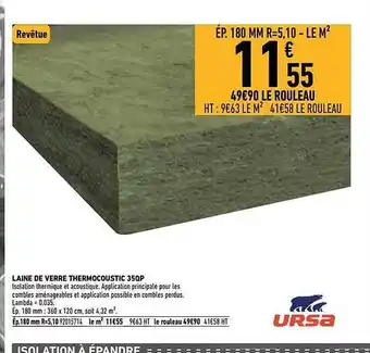 Brico Cash Laine de verre thermocoustic 35qp ursa offre