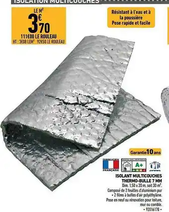 Brico Cash Isolant multicouches thermo-bulle 7 mm offre