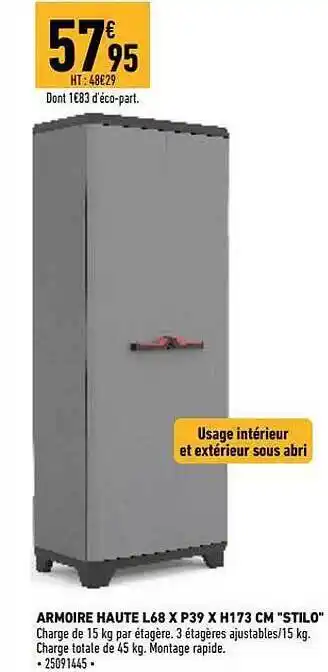 Brico Cash Armoire haute l68 x p39 x h173 cm offre