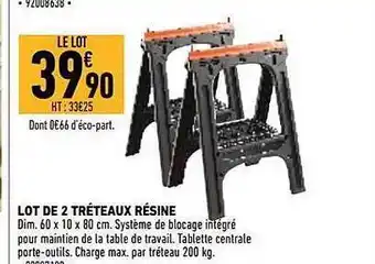 Brico Cash Lot de 2 tréteaux résine offre
