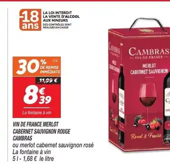 Netto Vin de France Merlot Cabernet Sauvignon Rouge Cambras offre