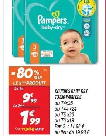 Couches Baby Dry T3x30 Pampers