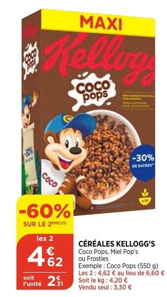 Bi1 Céréales Kellogg's offre