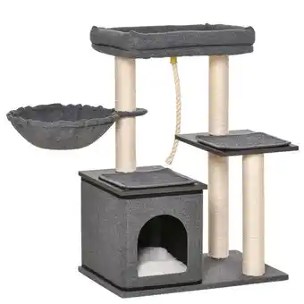Truffaut Pawhut - arbre à chat griffoir en sisal niche lit pour chat hamac - 60l x 40l x 83h cm offre