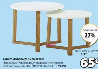 JYSK Tables Gigognes Svenstrup offre