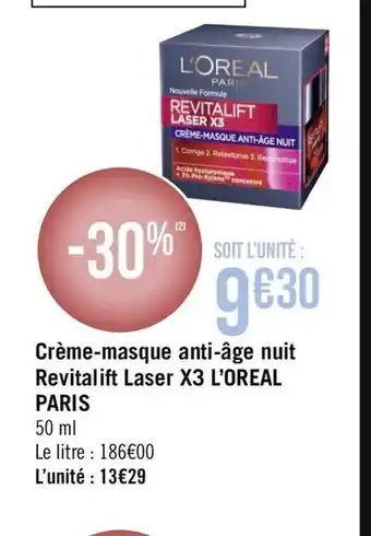 Géant Casino Crème-masque anti-âge nuit Revitalift Laser offre