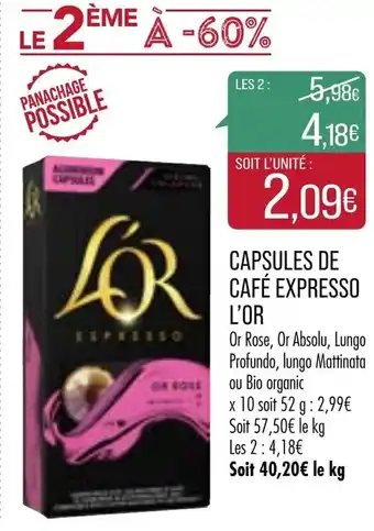 Match Capsules De Café Expresso L'OR offre