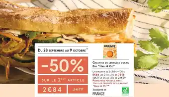 Monoprix Hari & co galettes de lentilles corail bio offre