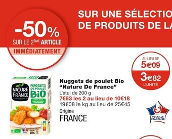 Nature de france nuggets de poulet bio