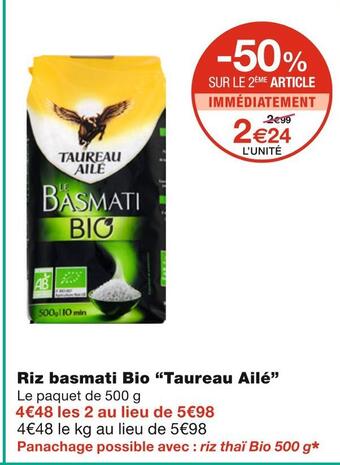 Monoprix Taureau ailé riz basmati bio offre