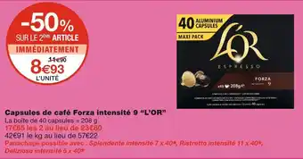 Monoprix L’or capsules de café forza intensité 9 offre