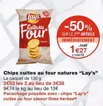Monoprix Lay’s chips cuites au four natures offre