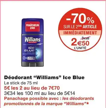 Monoprix Williams déodorant ice blue offre